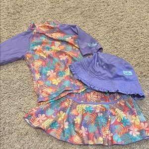 Kids Swim Set with Hat - Purple and Multicolor size 7